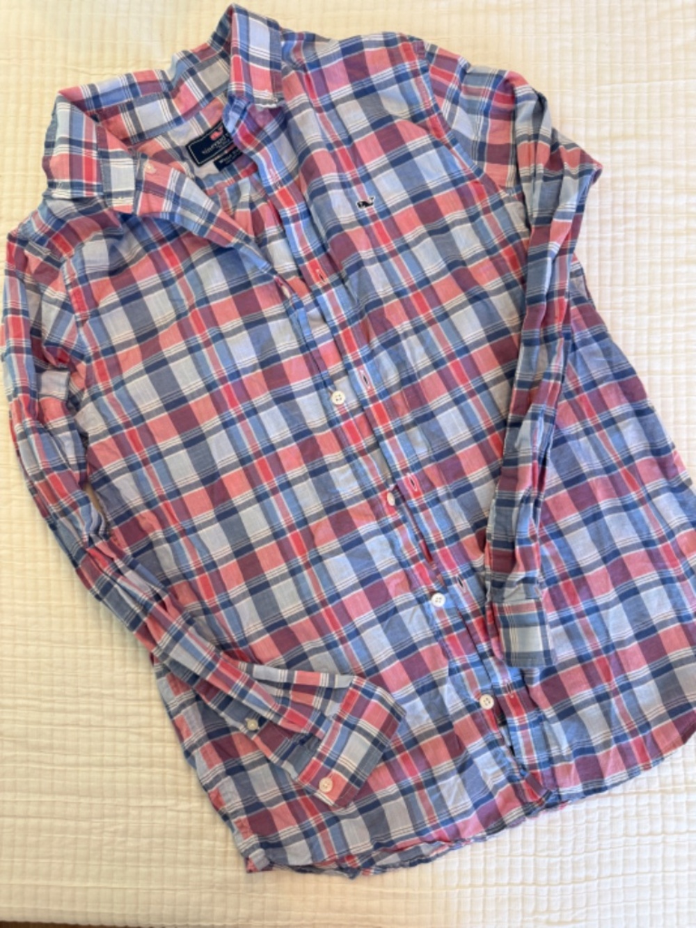 Boys Vineyard Vines Pink & Blue Plaid Button Down